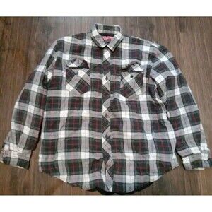 King Crown Shirt Coat Mens XL Black White Gray Plaid Quilted Vintage Sears